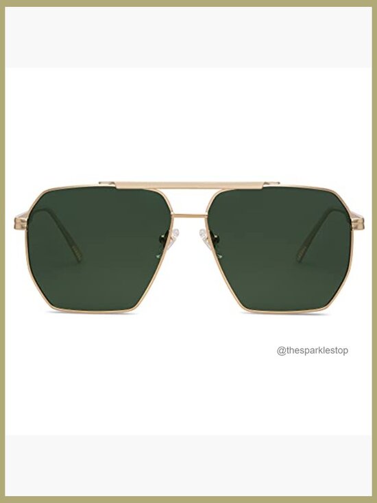 Retro Oversized Square Polarized Sunglasses Vintage Metal Frame main image 5